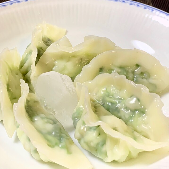 ひんやりつるんと、鱧と水菜の冷製水餃子